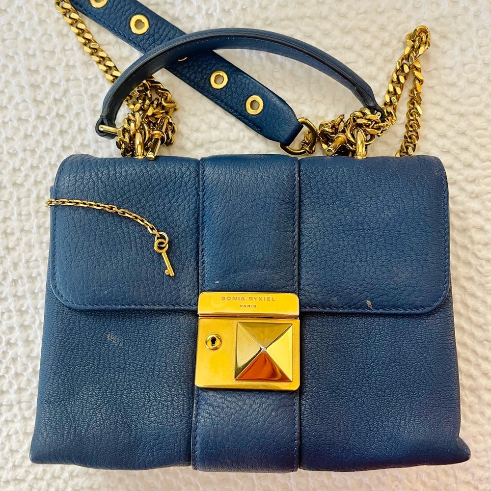 Blue Leather Sonia Rylie’s Handbag with Shoulder Strap